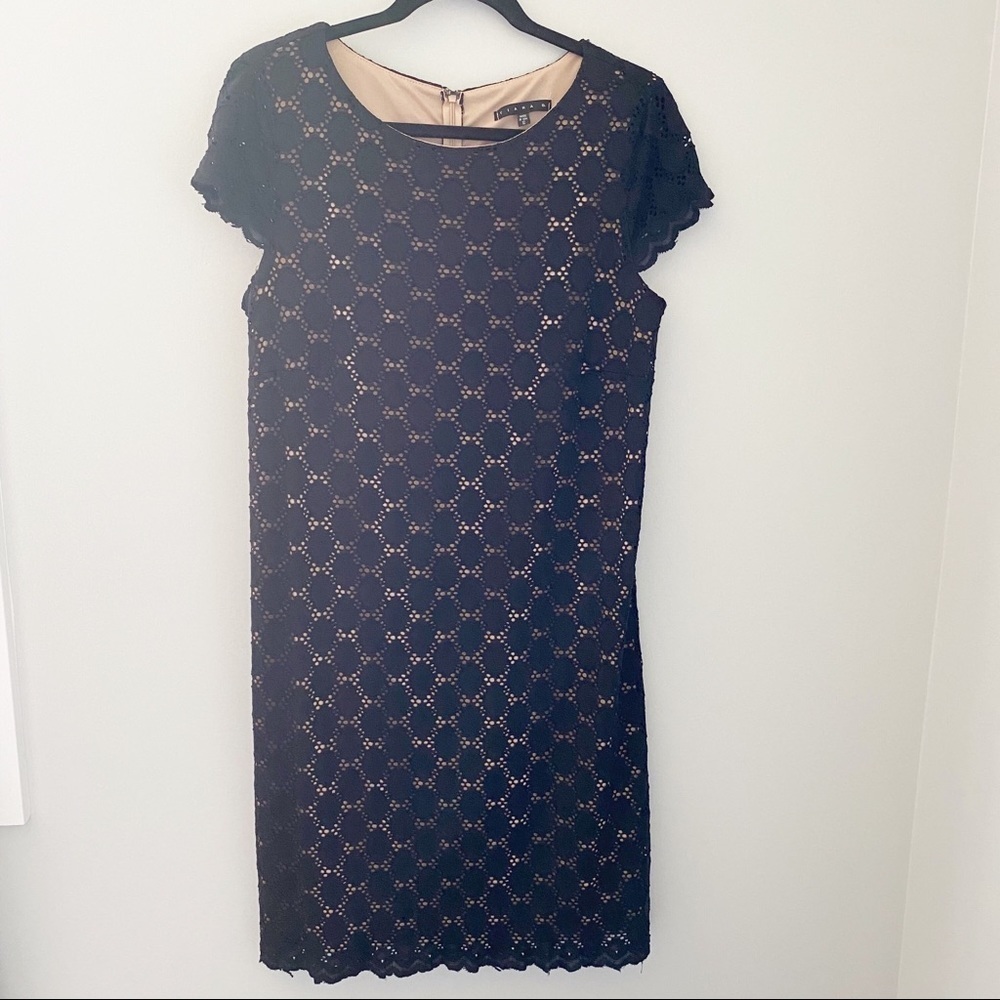 Tiana B. Black & Nude Lace Women's Midi Dress